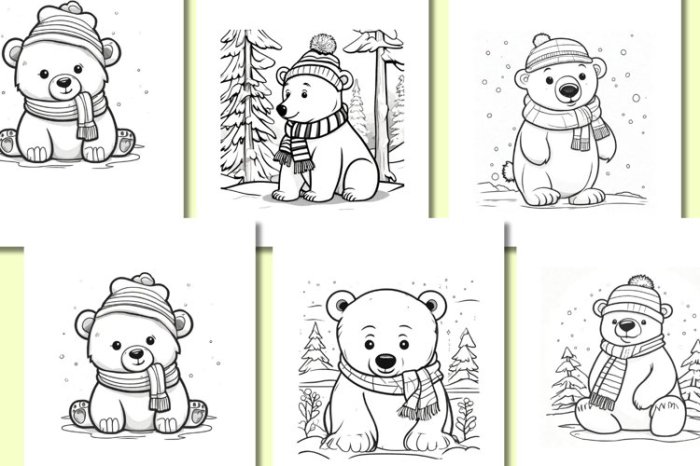 Cute winter animals coloring