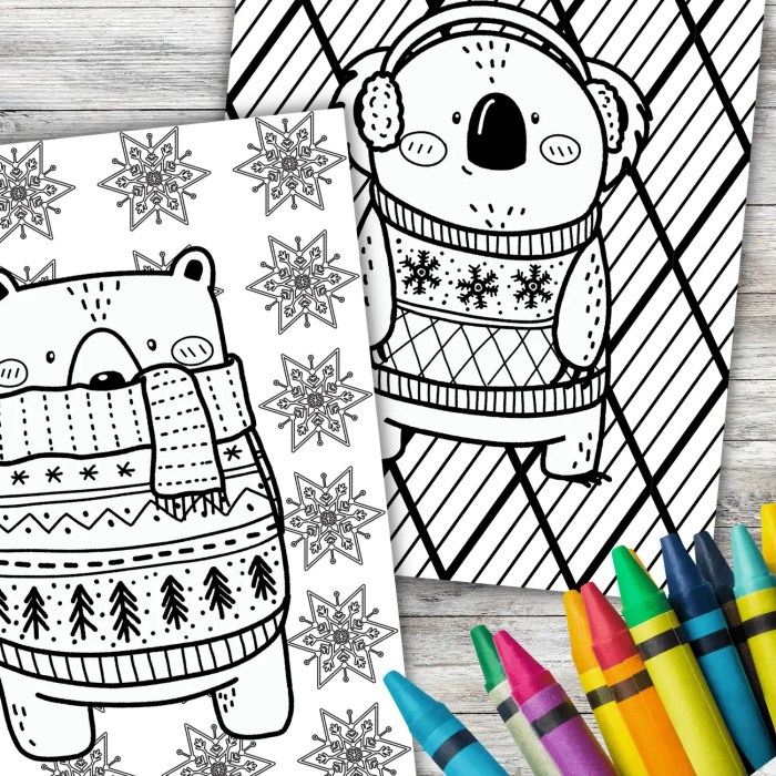 Cute winter animals coloring