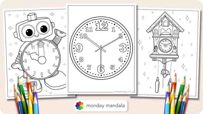 Animal clock coloring pages