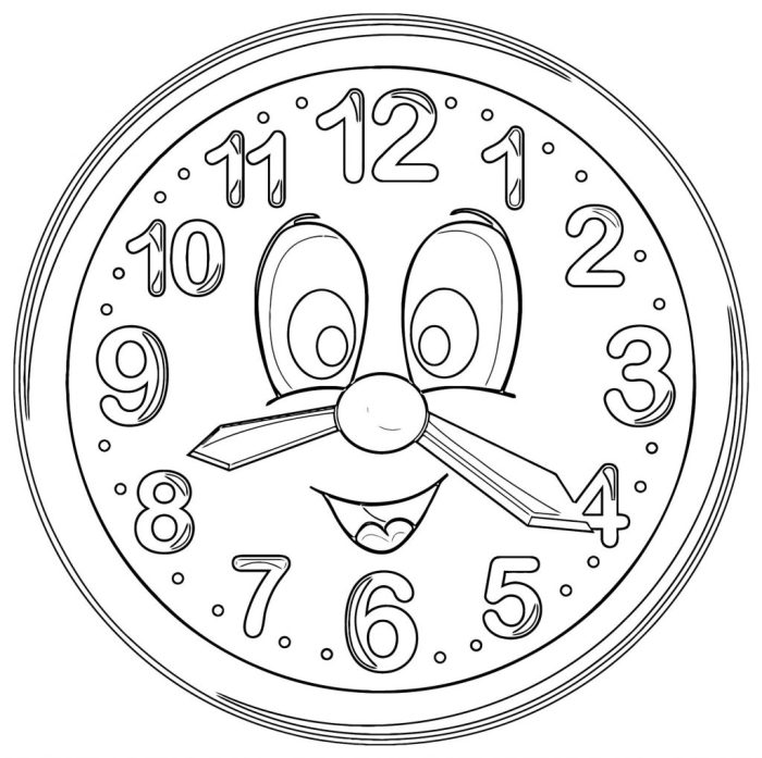 Animal clock coloring pages