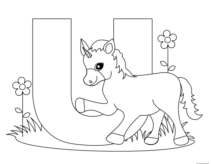 Animal coloring pages with letters