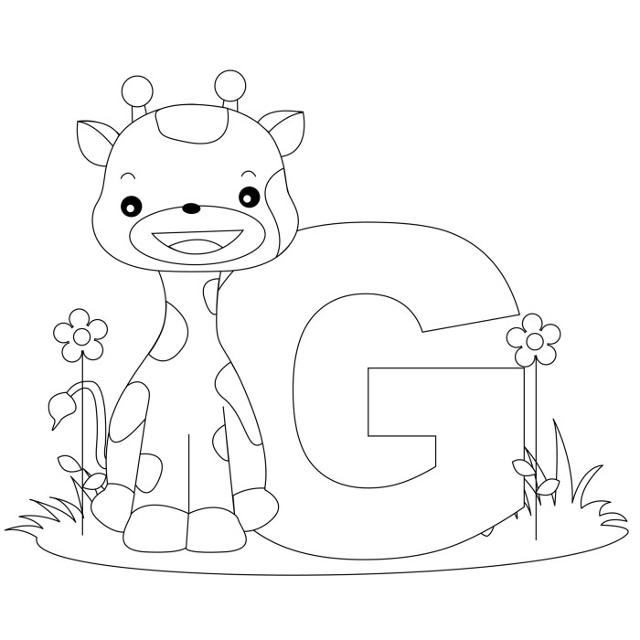 Animal coloring pages with letters