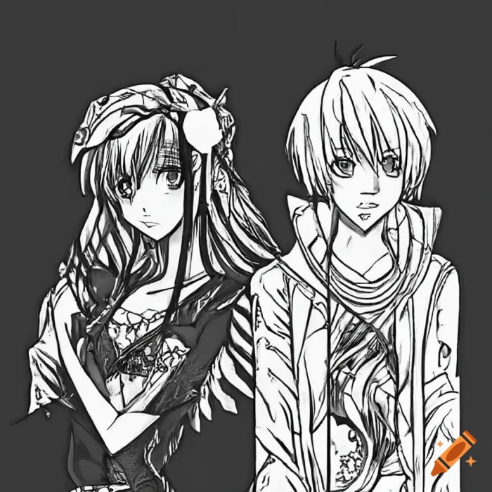 Black and white coloring anime l