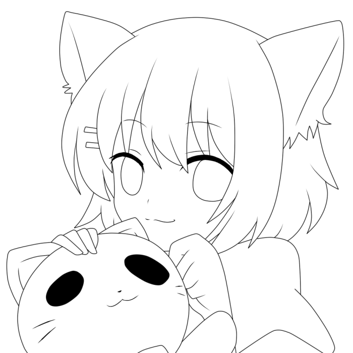 Digital anime coloring book png