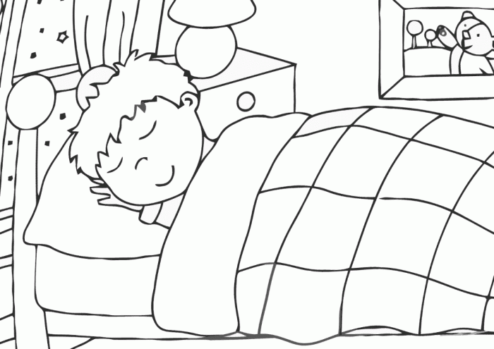 Animals sleeping coloring page