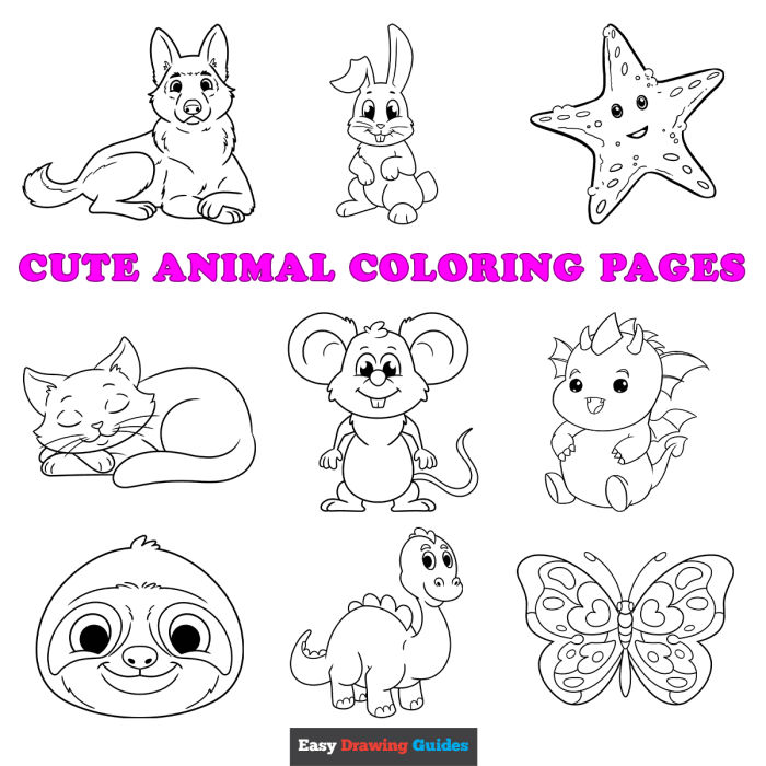 Animal coloring pages for kids simple