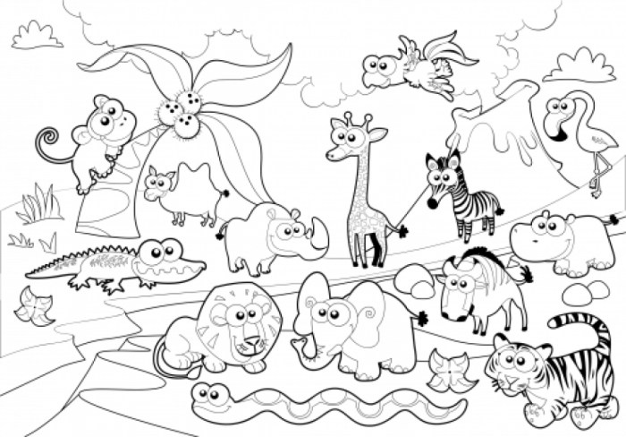 Printable coloring pictures of zoo animals