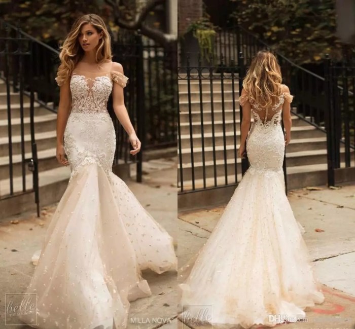 Champagne lace wedding dress