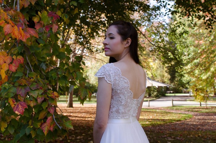 Champagne lace wedding dress