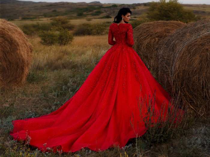 Red and gold wedding dresses