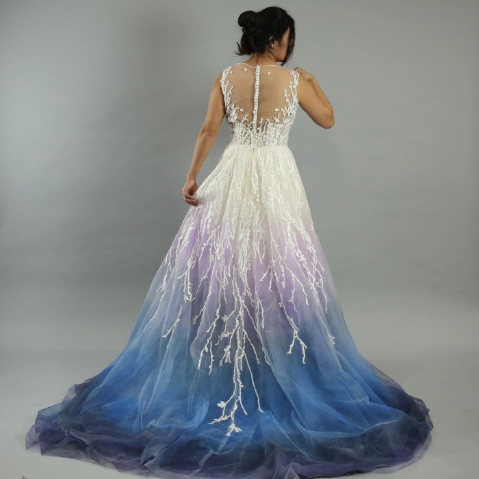 Purple blue wedding dress