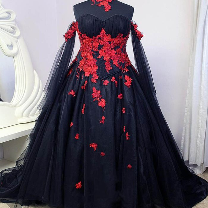 Black red wedding dresses